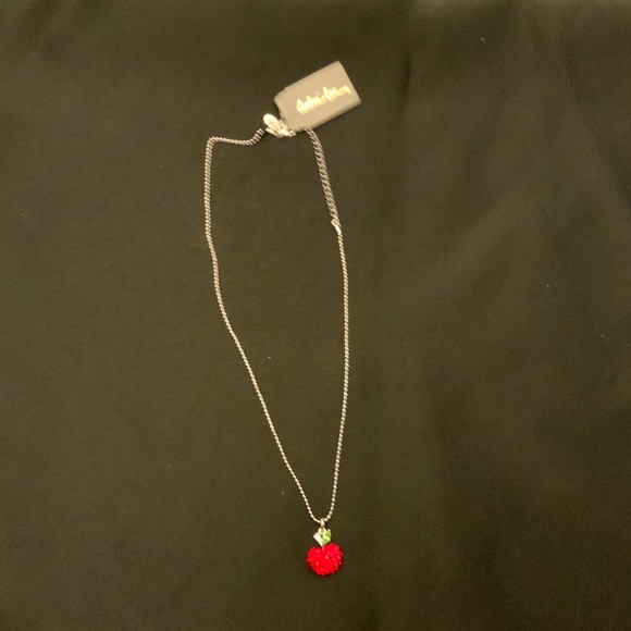 N4/ NWT 18” Cookie Lee Necklace - Red Australian Crystal Apple on Silver Chain - Picture 1 of 3